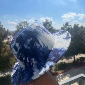 Blue and White Tie-Dye Hat